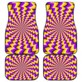 Yellow Dizzy Moving Optical Illusion Front and Back Car Floor Mats