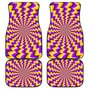 Yellow Dizzy Moving Optical Illusion Front and Back Car Floor Mats