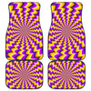 Yellow Dizzy Moving Optical Illusion Front and Back Car Floor Mats