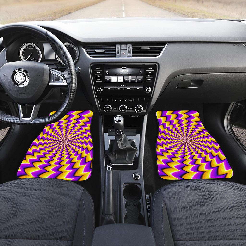 Yellow Dizzy Moving Optical Illusion Front and Back Car Floor Mats