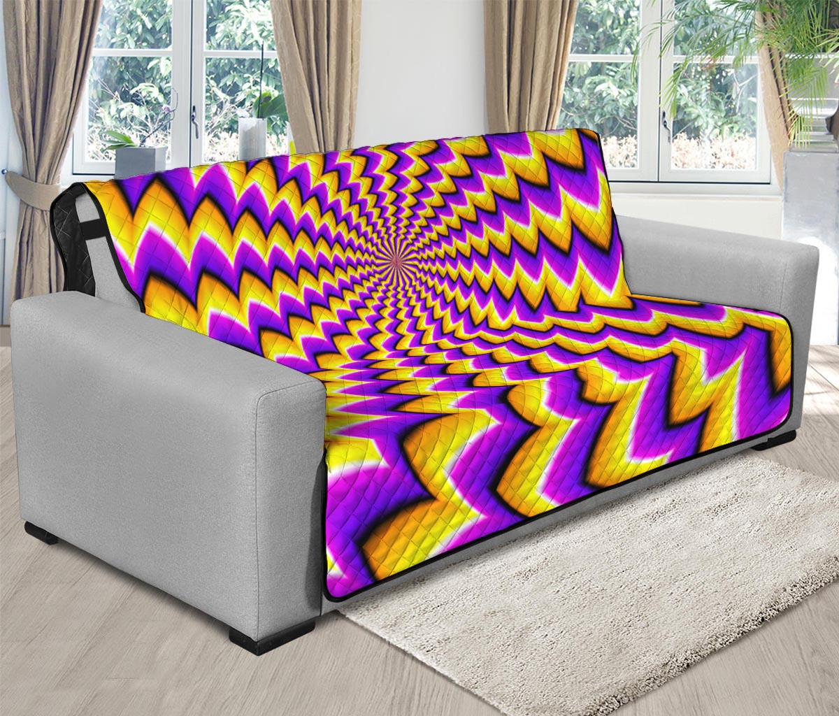 Yellow Dizzy Moving Optical Illusion Futon Protector