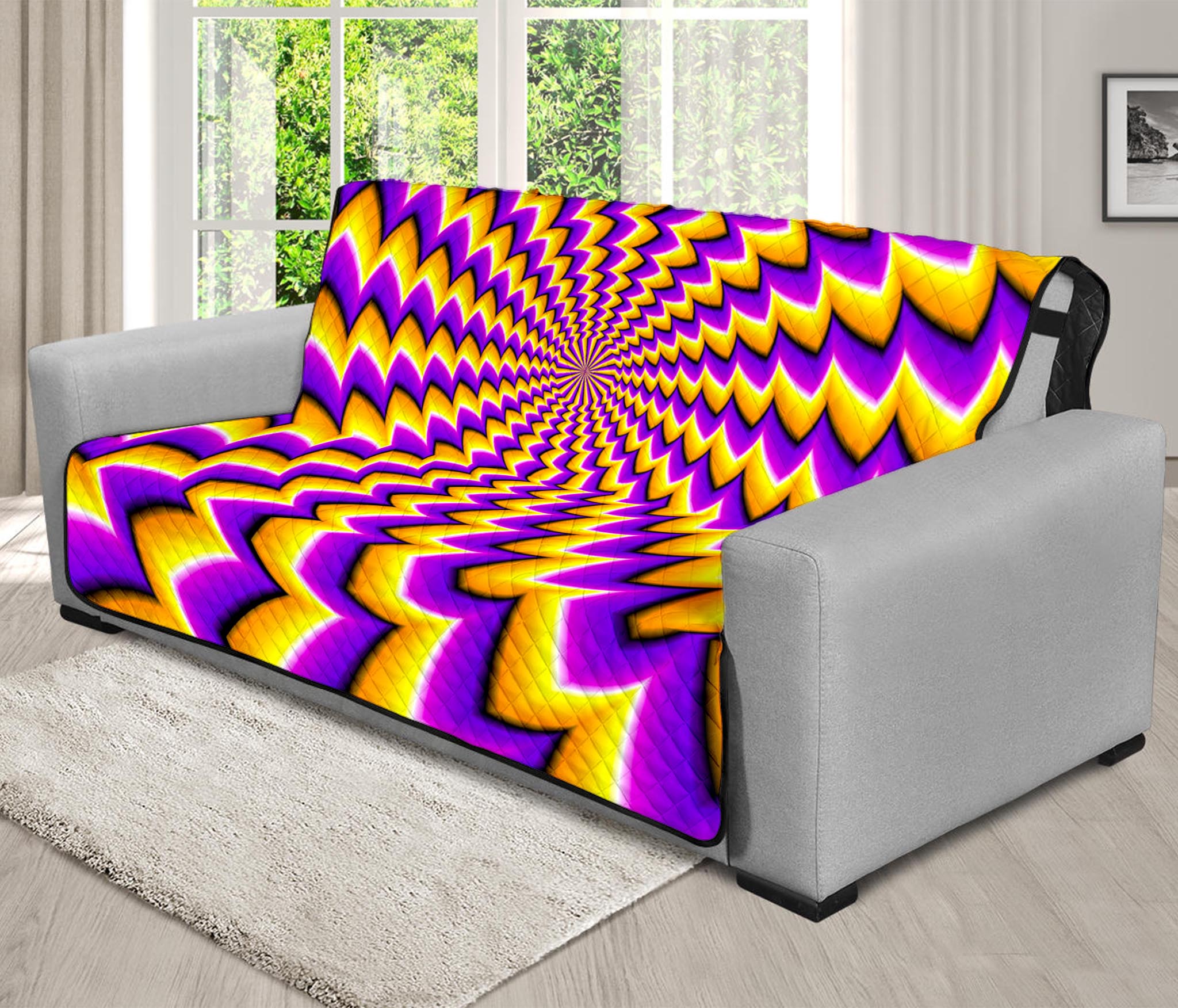 Yellow Dizzy Moving Optical Illusion Futon Protector