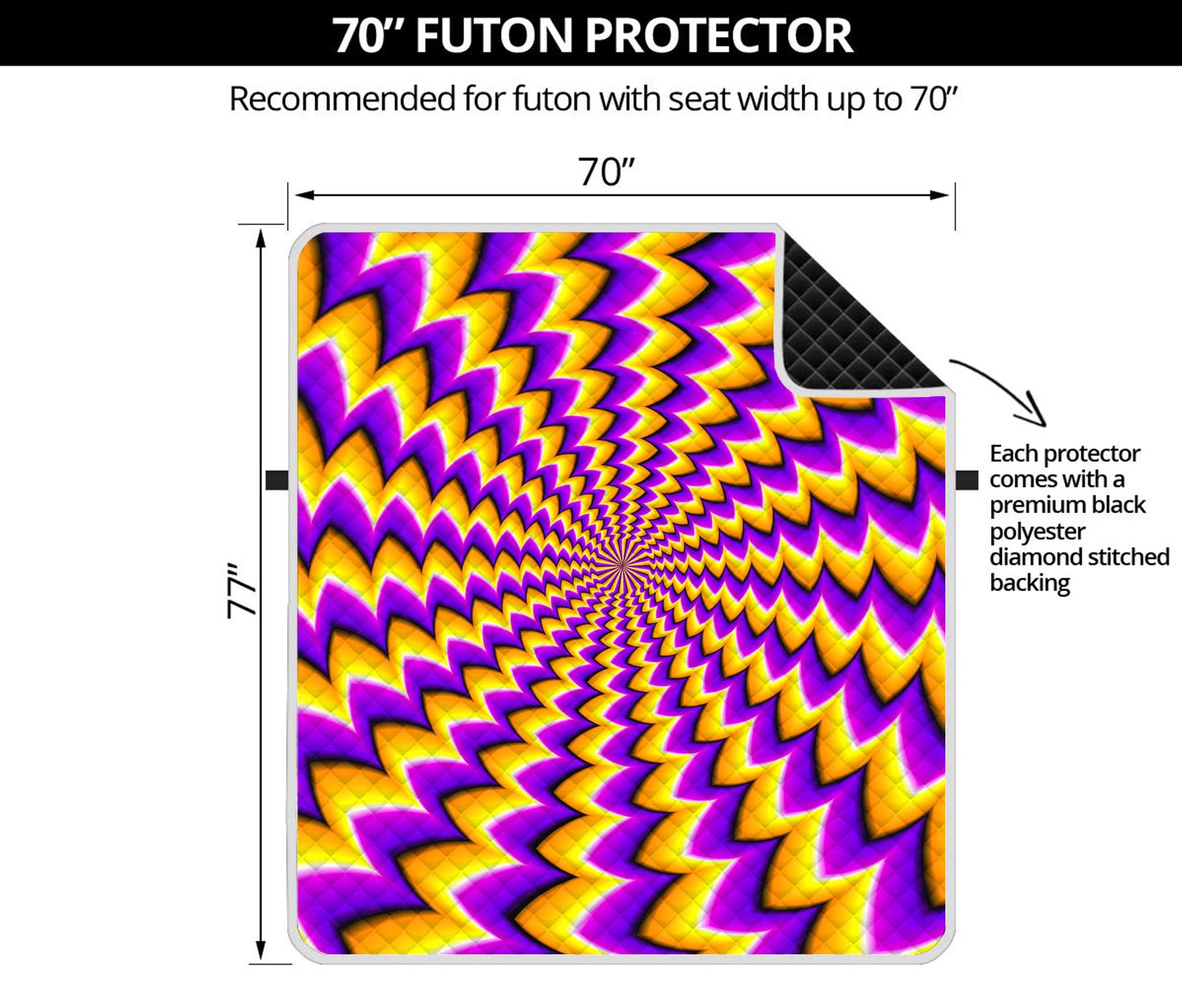 Yellow Dizzy Moving Optical Illusion Futon Protector