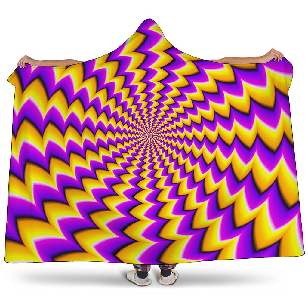 Yellow Dizzy Moving Optical Illusion Hooded Blanket
