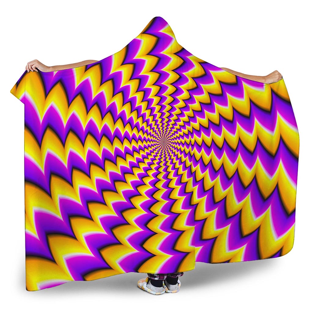 Yellow Dizzy Moving Optical Illusion Hooded Blanket