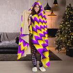 Yellow Dizzy Moving Optical Illusion Hooded Blanket