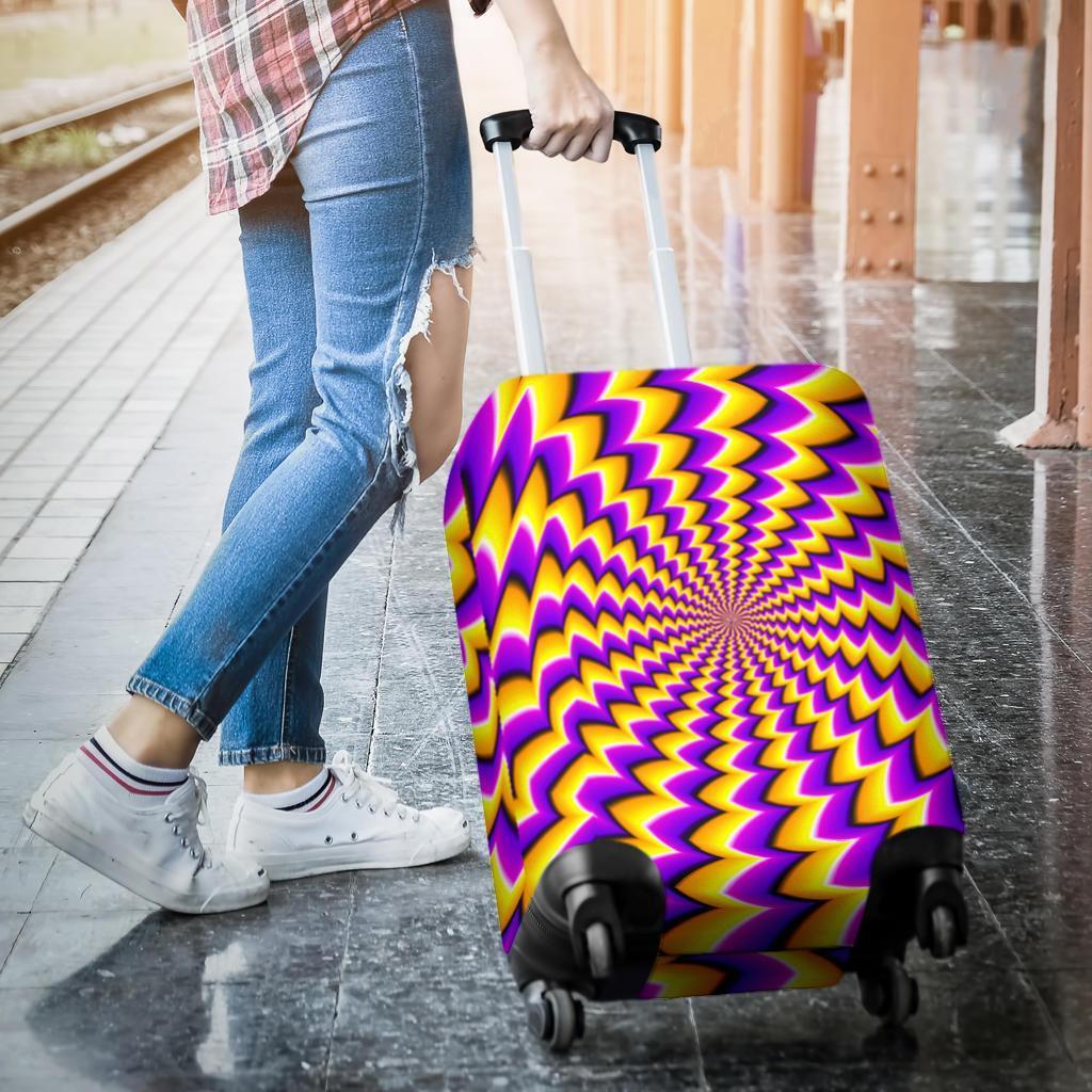 Yellow Dizzy Moving Optical Illusion Luggage Cover GearFrost