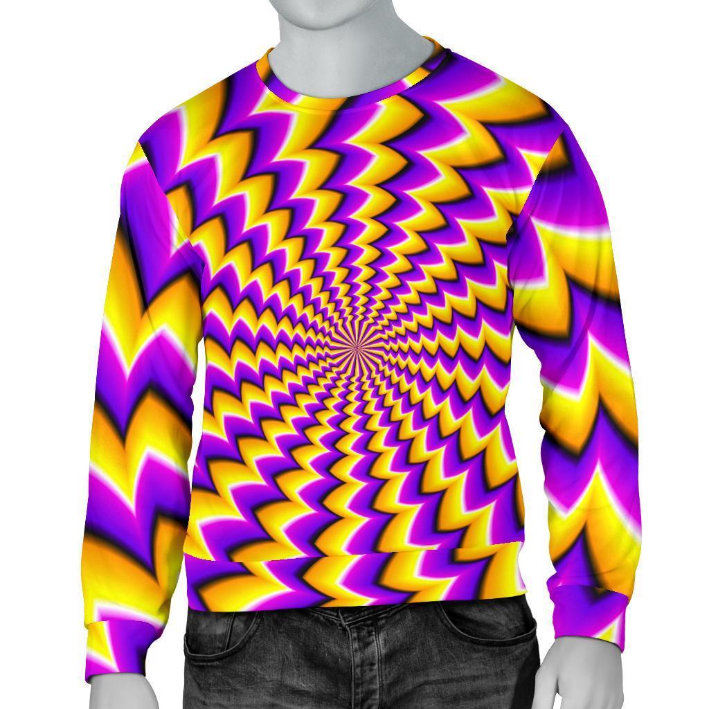 Yellow Dizzy Moving Optical Illusion Men's Crewneck Sweatshirt GearFrost