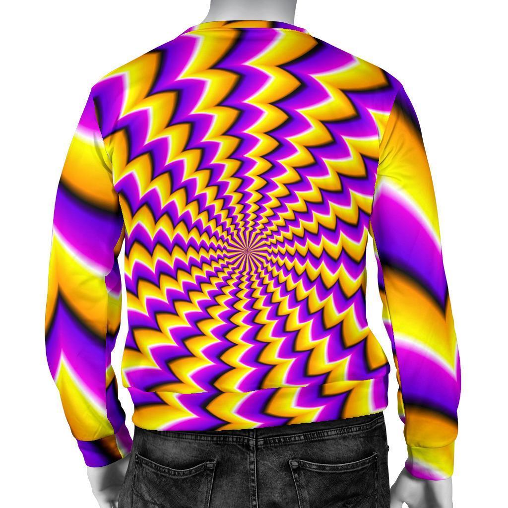 Yellow Dizzy Moving Optical Illusion Men's Crewneck Sweatshirt GearFrost