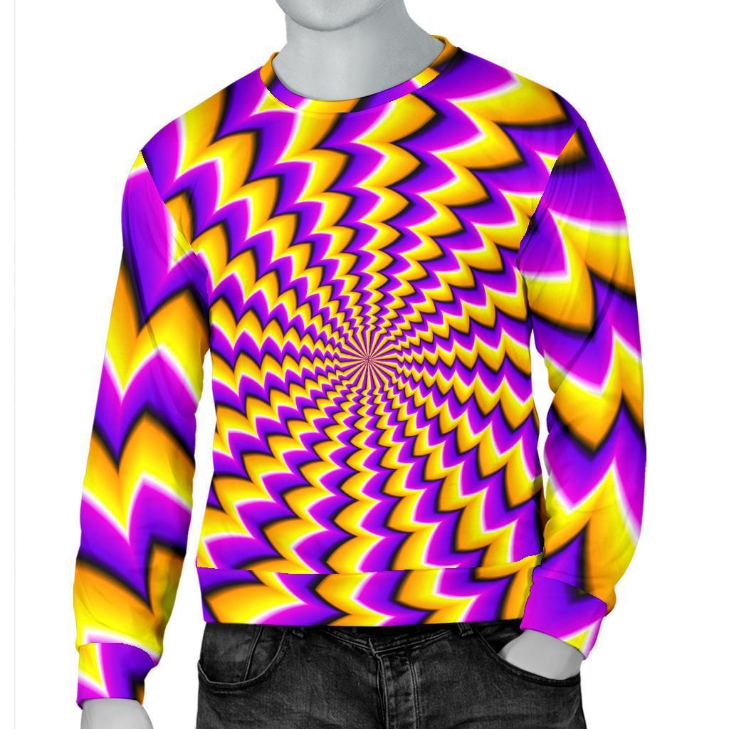 Yellow Dizzy Moving Optical Illusion Men's Crewneck Sweatshirt GearFrost