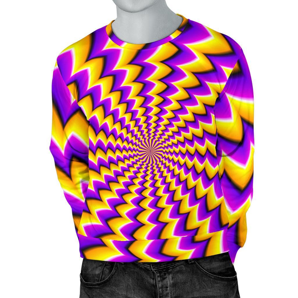 Yellow Dizzy Moving Optical Illusion Men's Crewneck Sweatshirt GearFrost