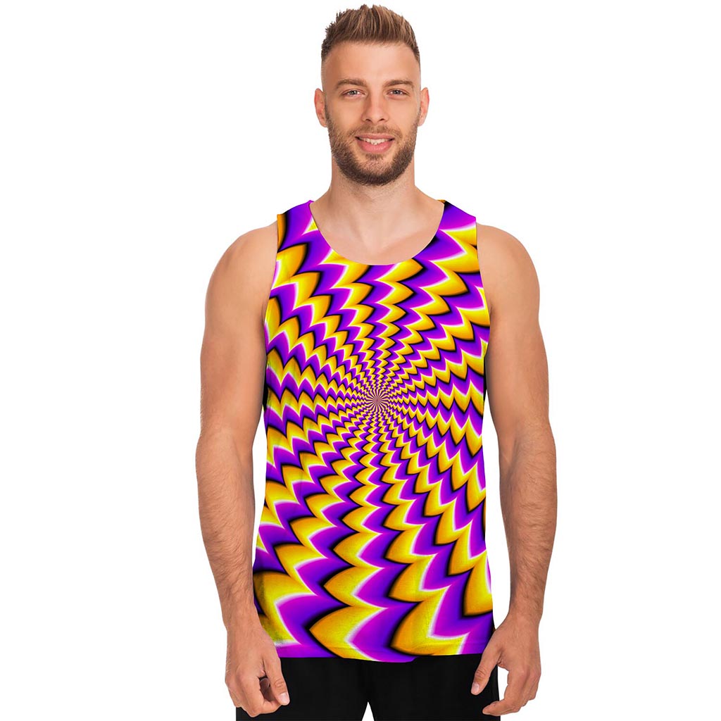 Yellow Dizzy Moving Optical Illusion Men's Tank Top