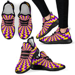 Yellow Dizzy Moving Optical Illusion Mesh Knit Shoes GearFrost