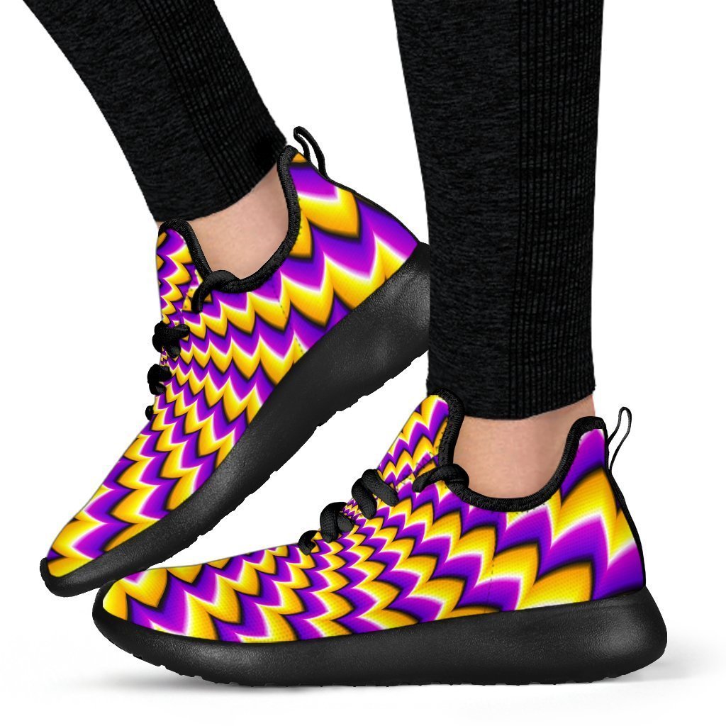 Yellow Dizzy Moving Optical Illusion Mesh Knit Shoes GearFrost