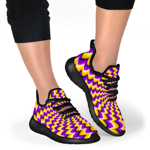 Yellow Dizzy Moving Optical Illusion Mesh Knit Shoes GearFrost