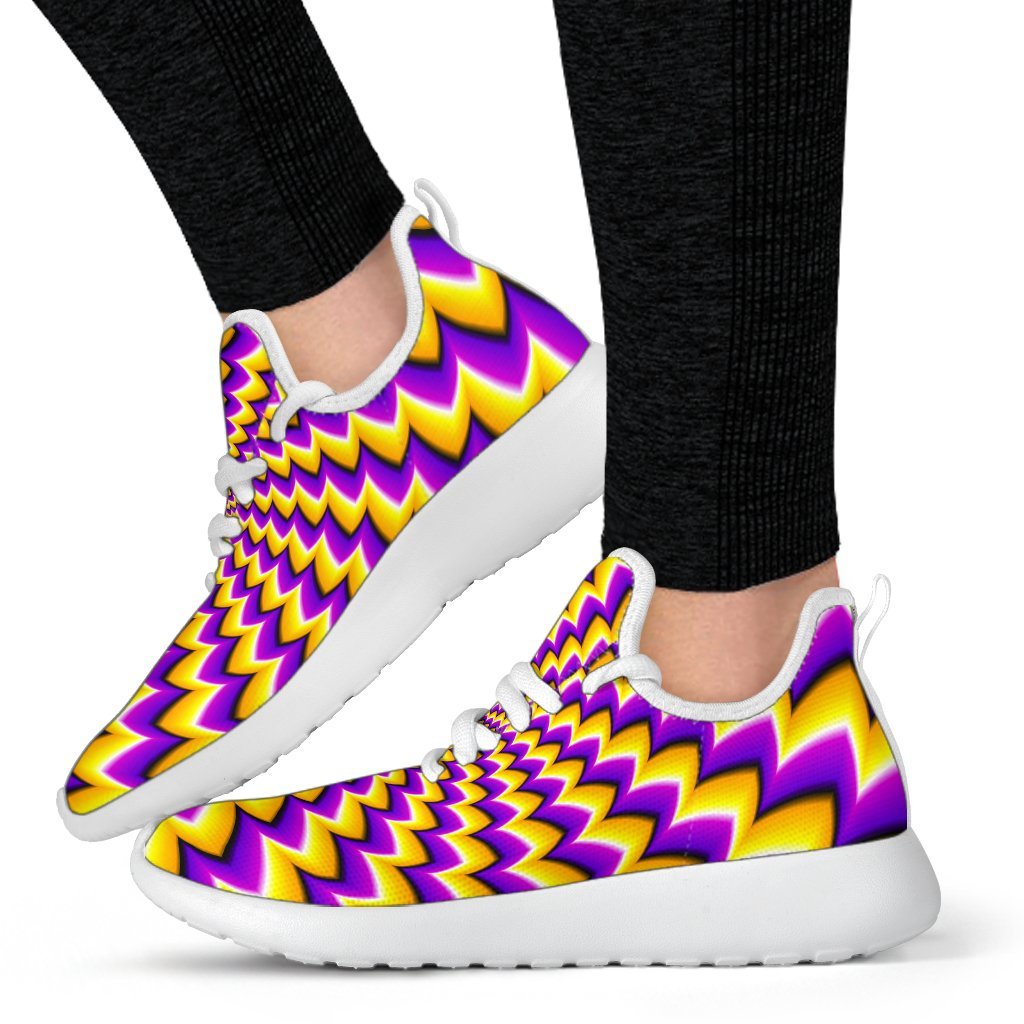 Yellow Dizzy Moving Optical Illusion Mesh Knit Shoes GearFrost