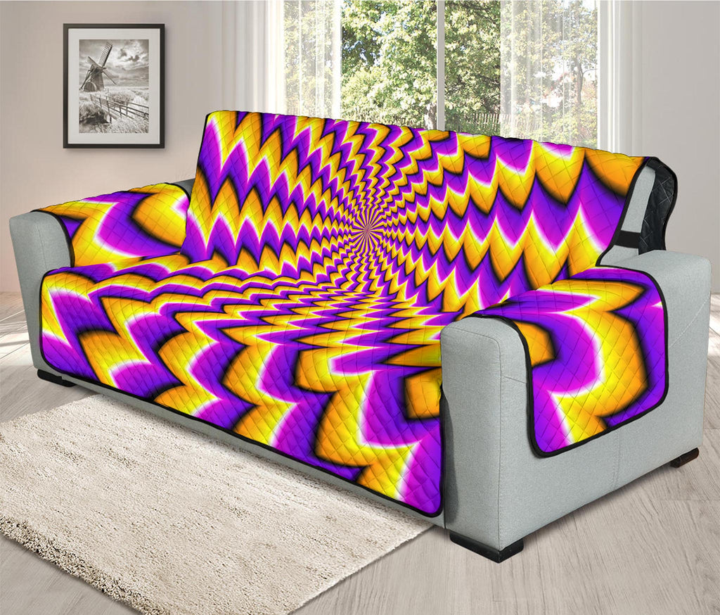 Yellow Dizzy Moving Optical Illusion Oversized Sofa Protector