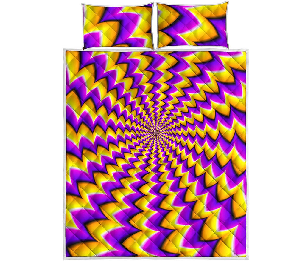 Yellow Dizzy Moving Optical Illusion Quilt Bed Set