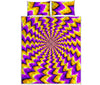 Yellow Dizzy Moving Optical Illusion Quilt Bed Set