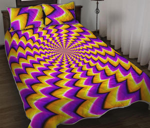 Yellow Dizzy Moving Optical Illusion Quilt Bed Set