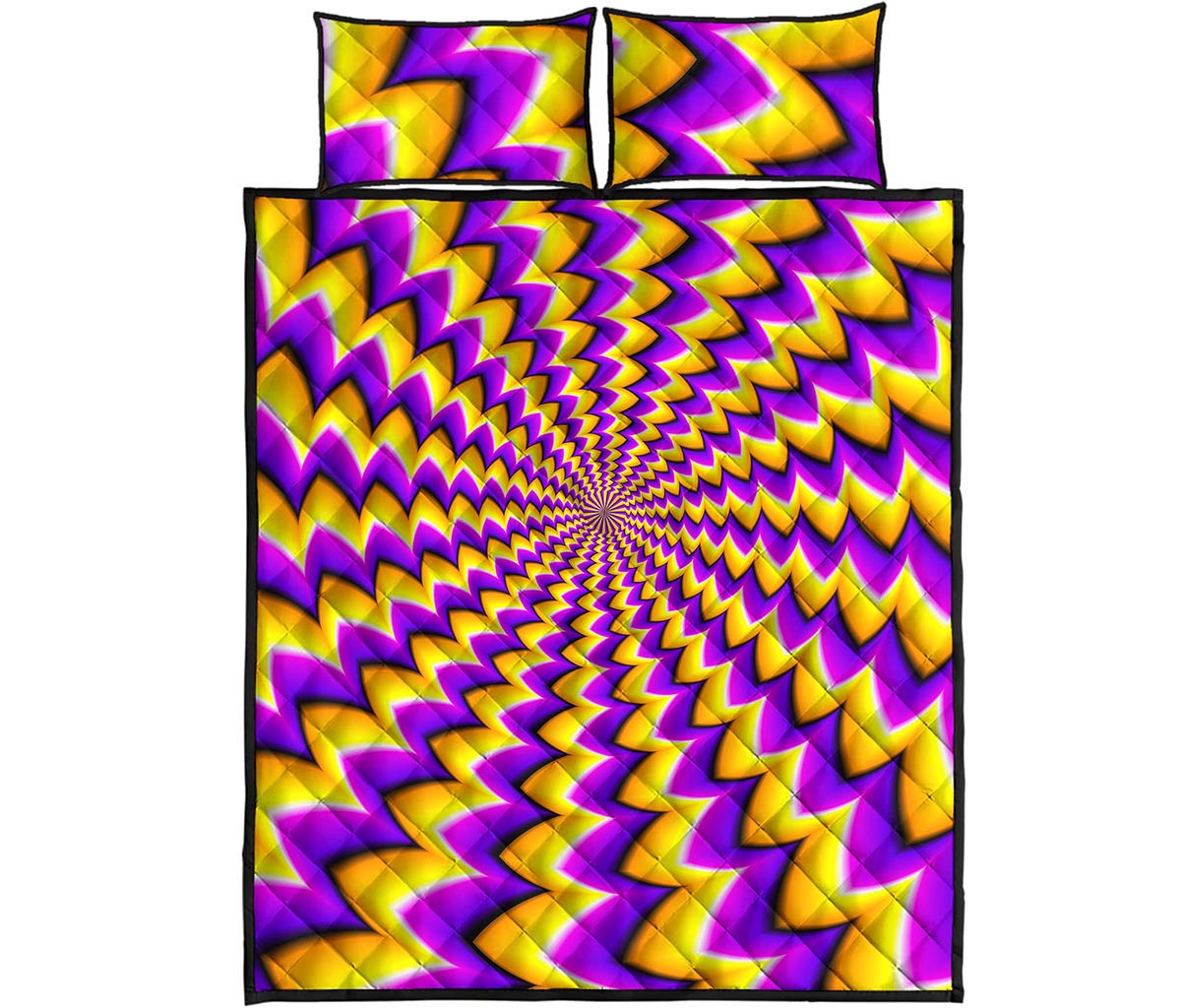 Yellow Dizzy Moving Optical Illusion Quilt Bed Set