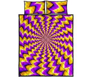 Yellow Dizzy Moving Optical Illusion Quilt Bed Set