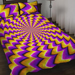 Yellow Dizzy Moving Optical Illusion Quilt Bed Set