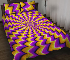 Yellow Dizzy Moving Optical Illusion Quilt Bed Set