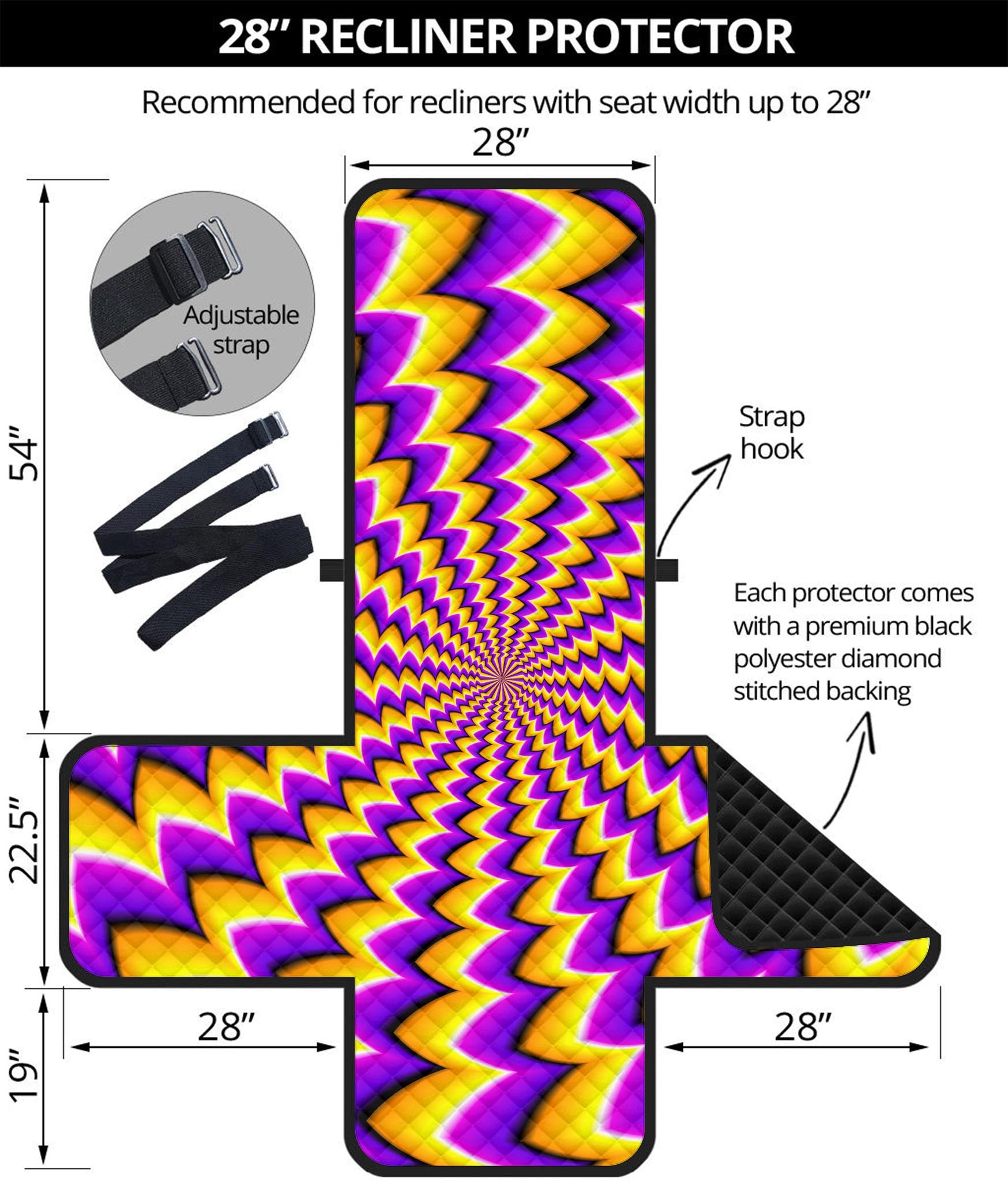 Yellow Dizzy Moving Optical Illusion Recliner Protector