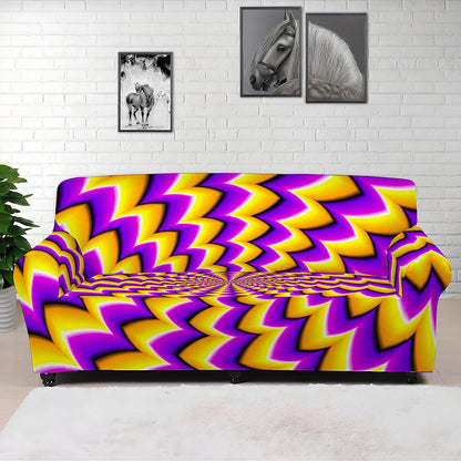 Yellow Dizzy Moving Optical Illusion Sofa Cover