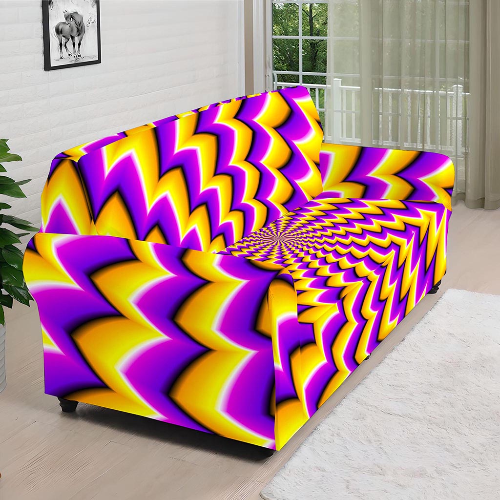 Yellow Dizzy Moving Optical Illusion Sofa Cover