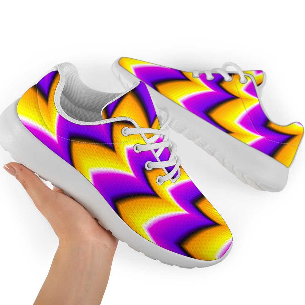 Yellow Dizzy Moving Optical Illusion Sport Shoes GearFrost