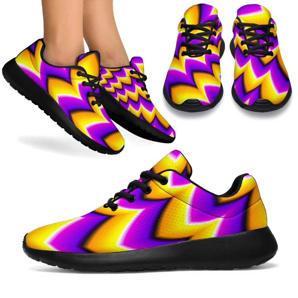 Yellow Dizzy Moving Optical Illusion Sport Shoes GearFrost