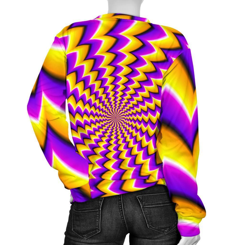 Yellow Dizzy Moving Optical Illusion Women's Crewneck Sweatshirt GearFrost