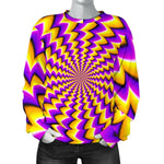 Yellow Dizzy Moving Optical Illusion Women's Crewneck Sweatshirt GearFrost