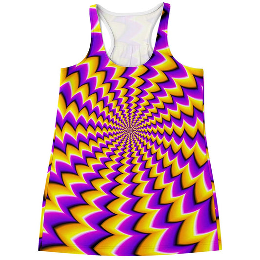 Yellow Dizzy Moving Optical Illusion Women's Racerback Tank Top
