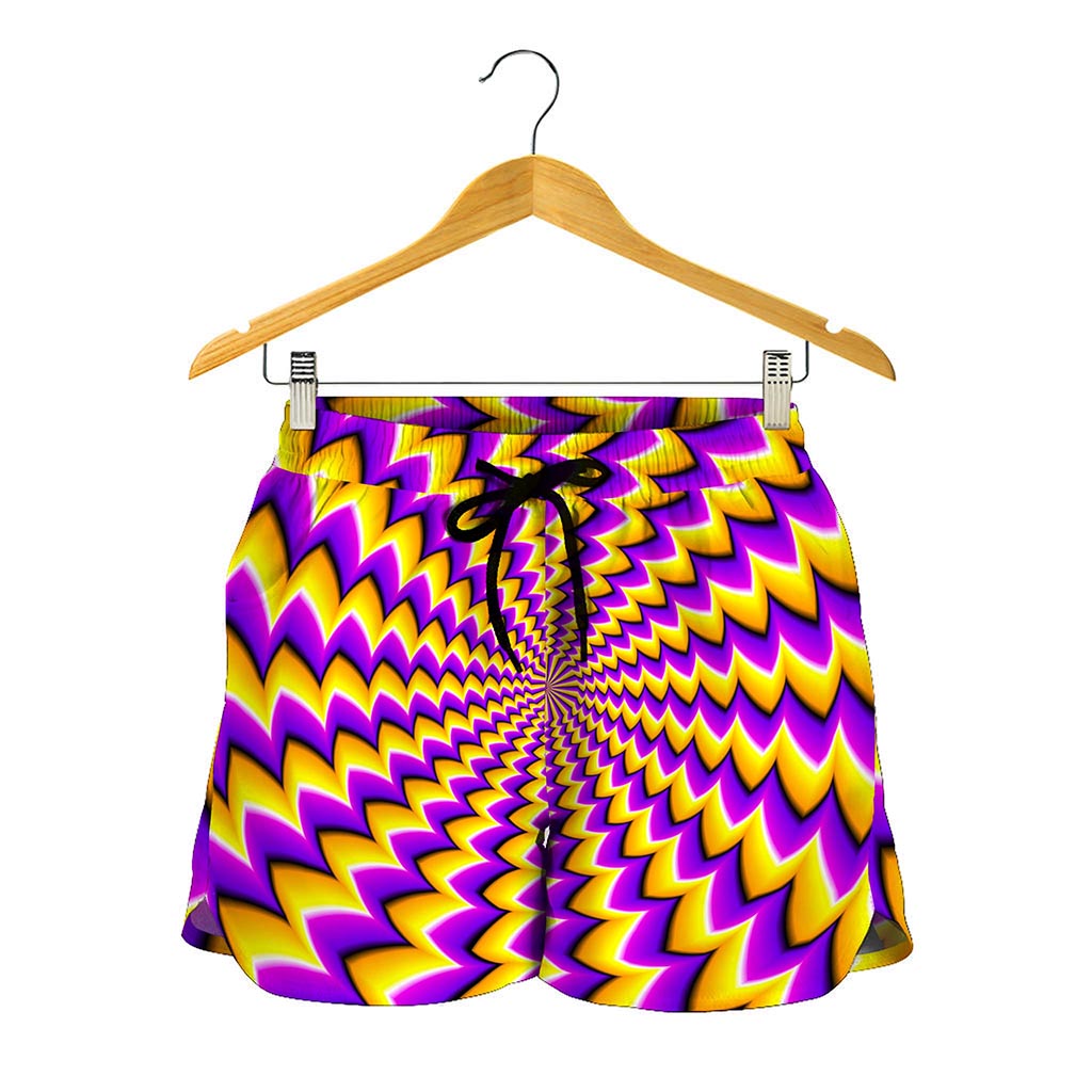 Yellow Dizzy Moving Optical Illusion Women's Shorts