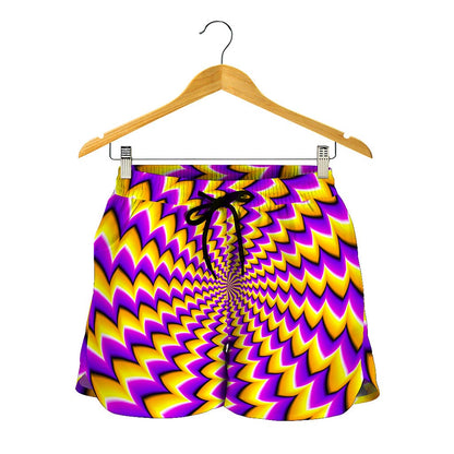 Yellow Dizzy Moving Optical Illusion Women's Shorts