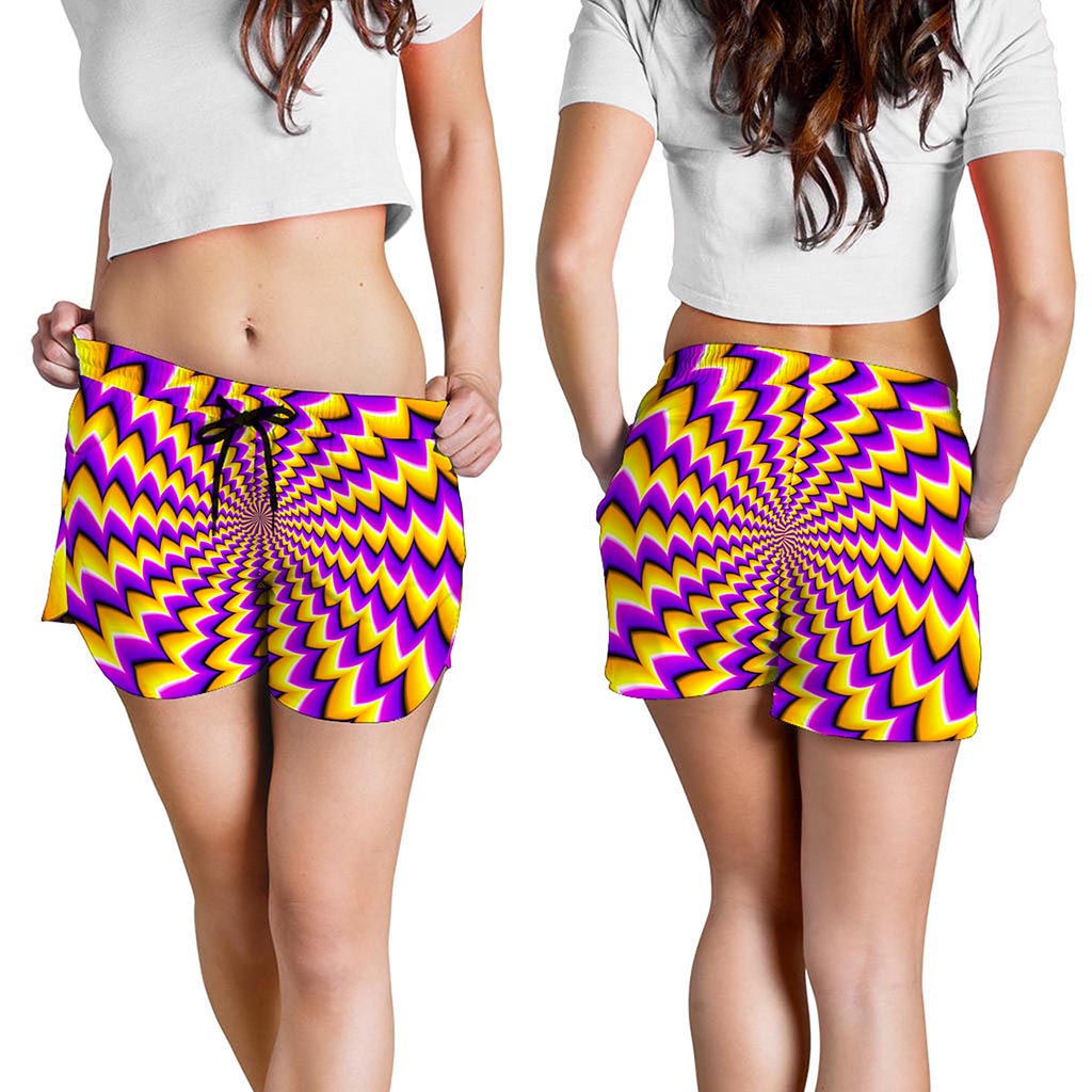 Yellow Dizzy Moving Optical Illusion Women's Shorts