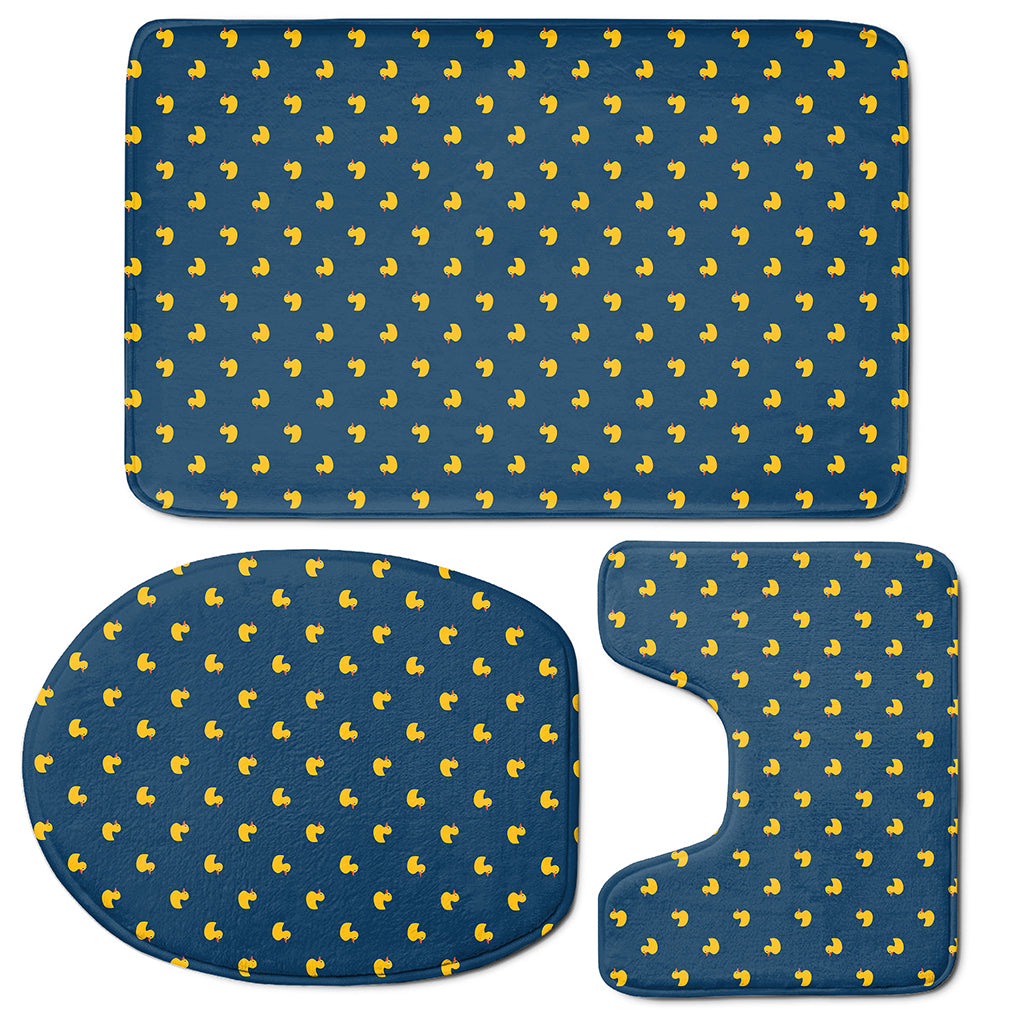 Yellow Duck Pattern Print 3 Piece Bath Mat Set