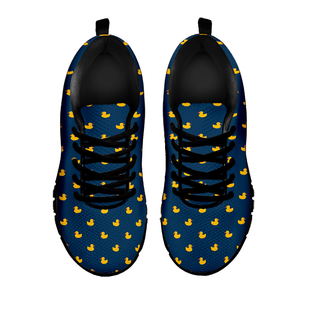 Yellow Duck Pattern Print Black Sneakers