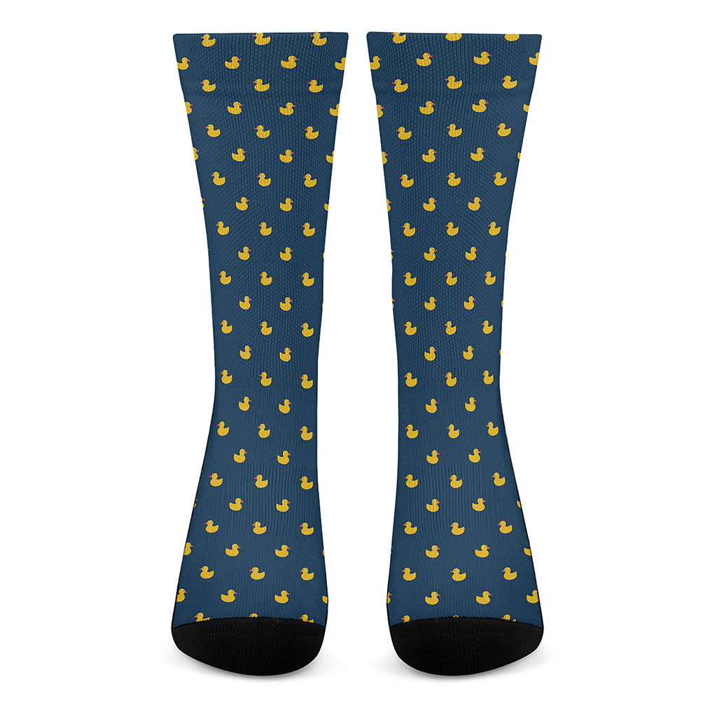 Yellow Duck Pattern Print Crew Socks