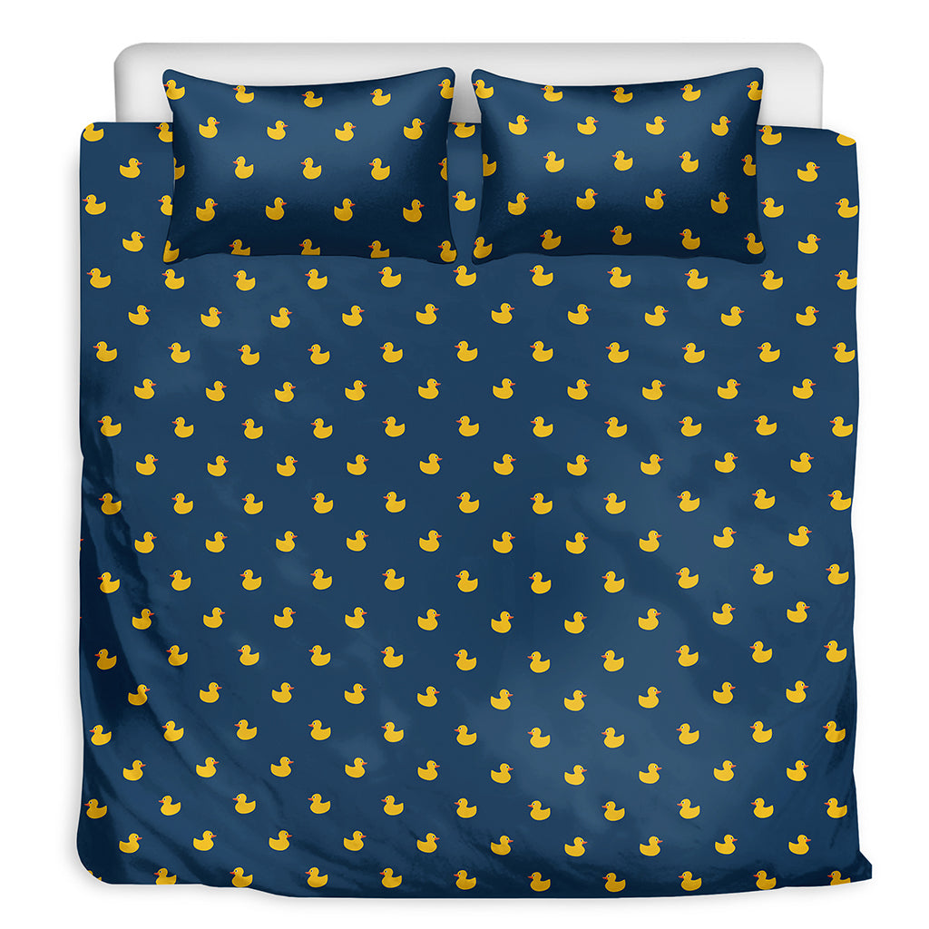 Yellow Duck Pattern Print Duvet Cover Bedding Set
