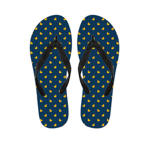 Yellow Duck Pattern Print Flip Flops