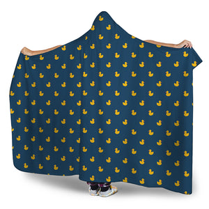 Yellow Duck Pattern Print Hooded Blanket