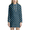 Yellow Duck Pattern Print Pullover Hoodie Dress