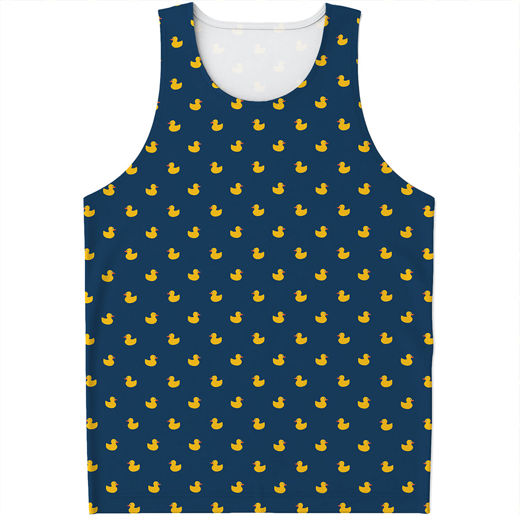 Yellow Duck Pattern Print Men's Tank Top