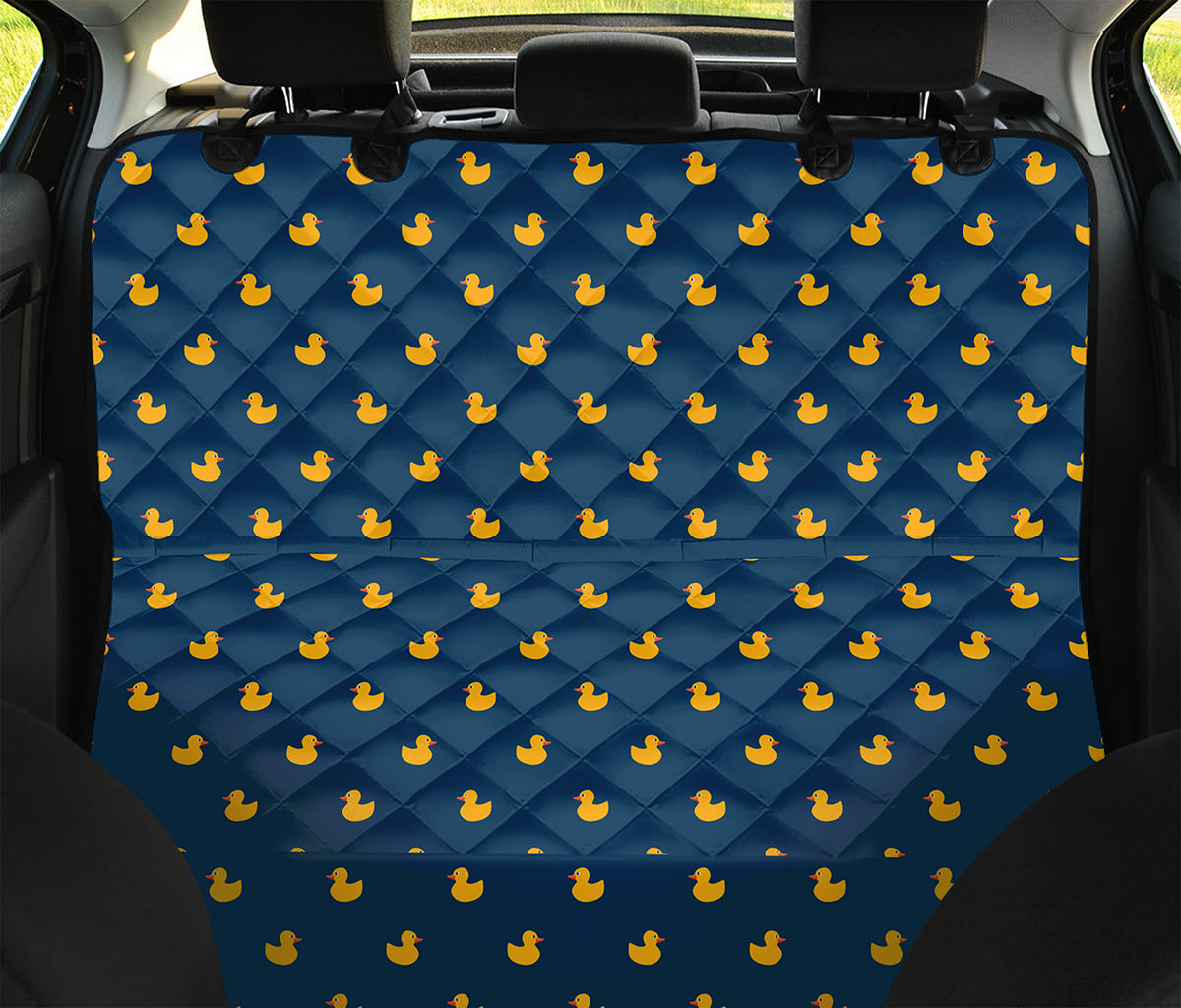 Yellow Duck Pattern Print Pet Car Back Seat Cover