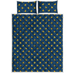 Yellow Duck Pattern Print Quilt Bed Set
