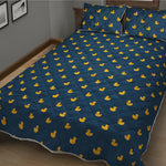 Yellow Duck Pattern Print Quilt Bed Set